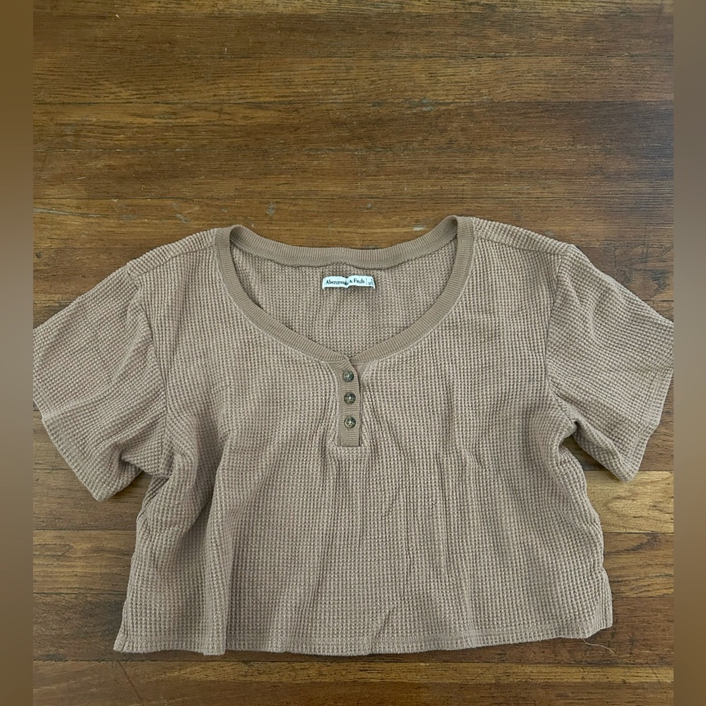 Abercrombie & Fitch Taupe Waffle-Knit Thermal Pajama Set - Picture 2 of 3